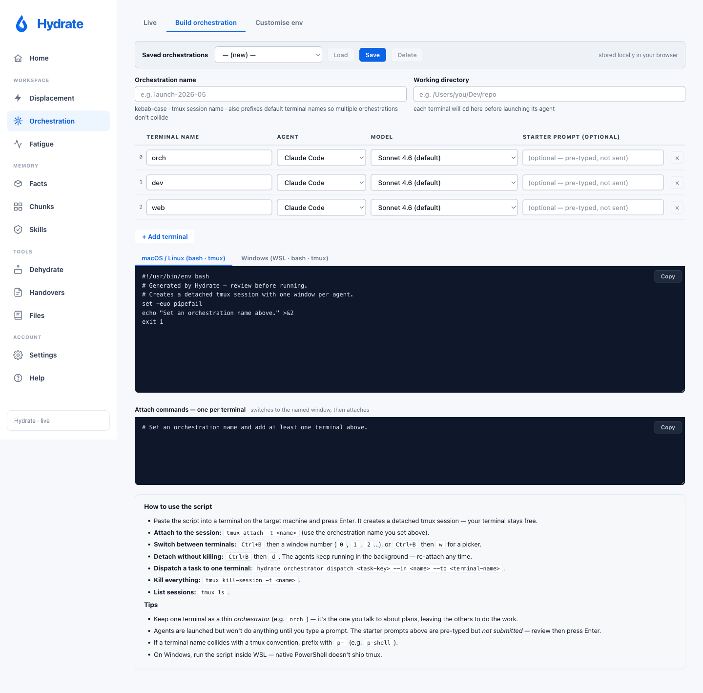 Orchestration build form